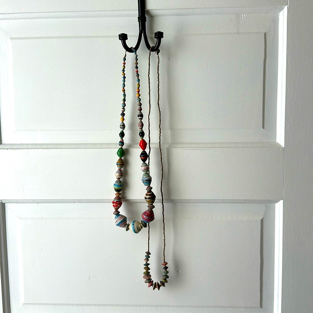 Teng Yue rolled paper beaded necklaces